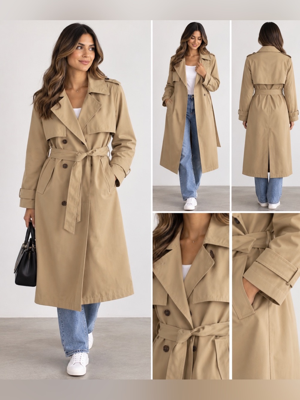 Abercrombie & Fitch double-breasted trench coat in camel